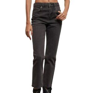 URBAN OUTFITTERS BDG Gray acid wash high rise slim straight leg crop jea…